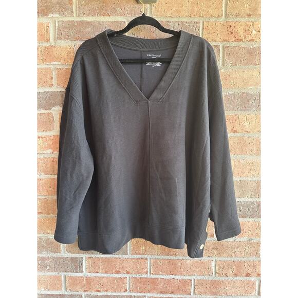 Westbound Women's Black Cotton Stretch Long Sleeve V-Neck Sweaters Size 2X NWT - Picture 1 of 3